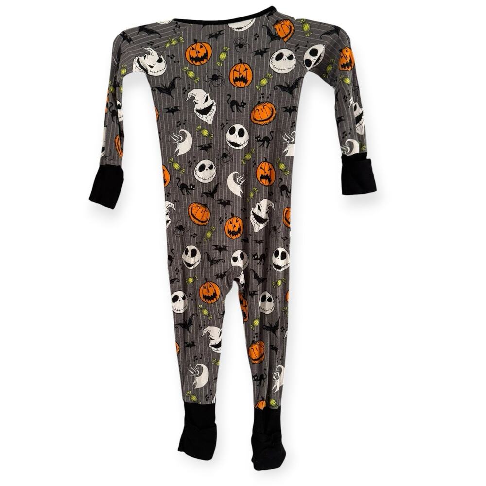 Little Sleepies Bamboo Disney Jack One Piece Zip Up Pajama Halloween Size 12-18m - Picture 2 of 6